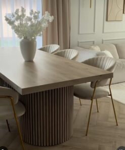 Oakley Gina Dining Table (Solid Oak and Slatted fluted Legs